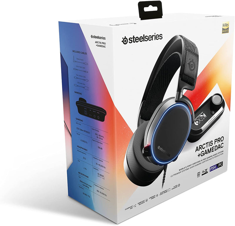 SteelSeries Arctis Pro + GameDAC Wired Gaming Headset - Certified Hi-Res Audio - Dedicated DAC and Amp - for PS4 and PC