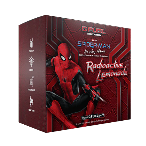 G Fuel Red Spiderman No Way Home Radioactive Lemonade Hybrid Suit Collector Box